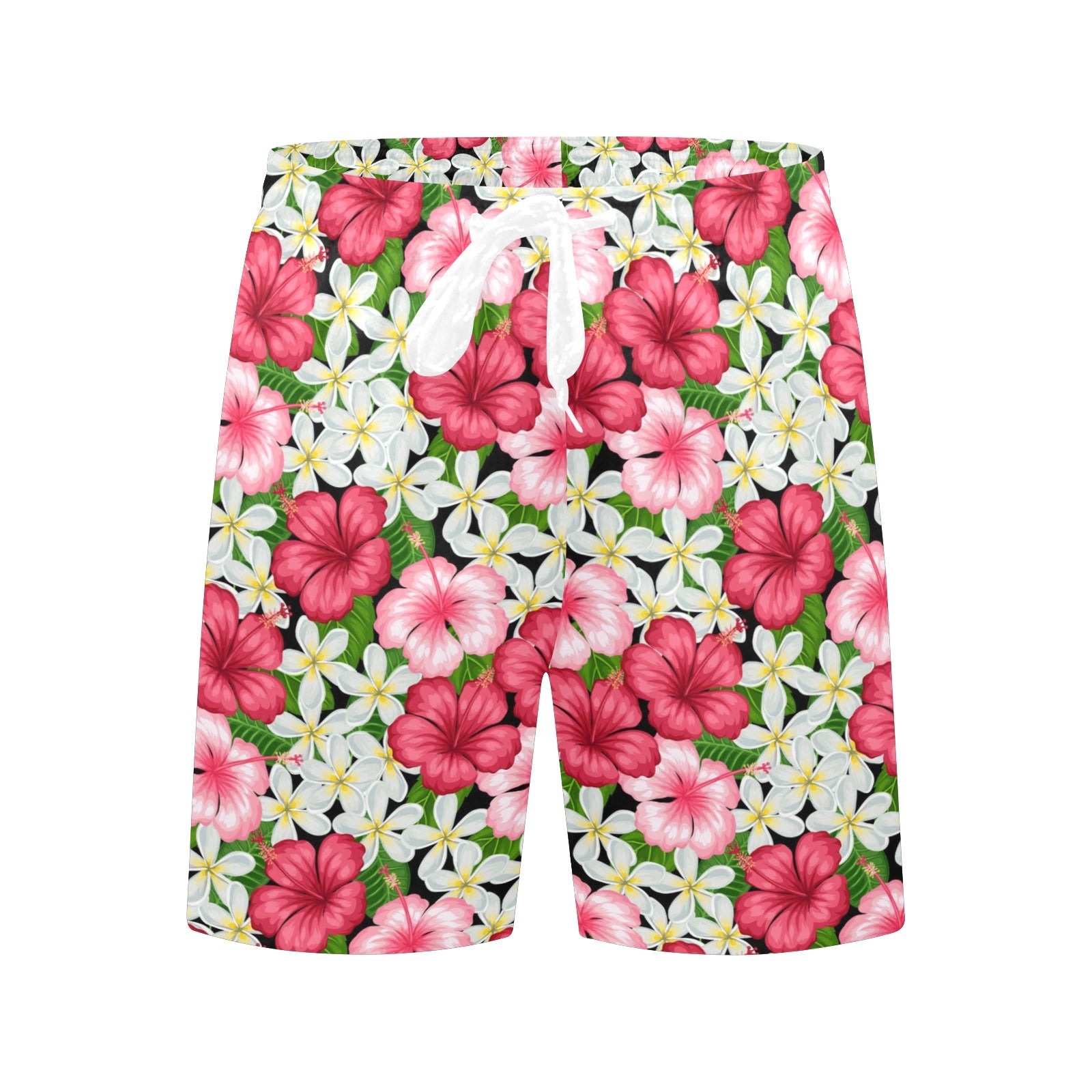 Hibiscus Men's Mid-Length Beach Shorts Men's Mid-Length Beach Shorts Plants Printed Offshore
