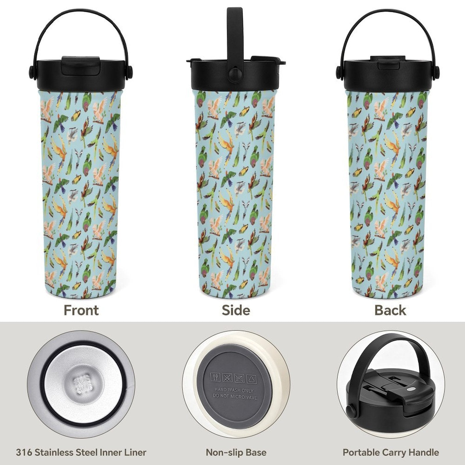 Parrots 20oz Tea Tumbler with Carry Handle