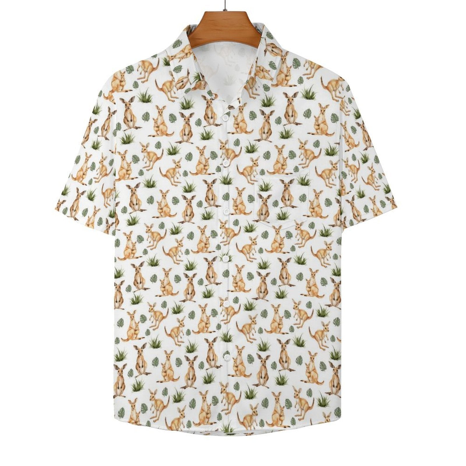 Kangaroos Women's Short-Sleeve Button Up Shirt Women's Short-Sleeve Button Up Shirt animal Printed Offshore