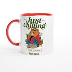 Personalised - Just Chilling - White 11oz Ceramic Mug with Color Inside Ceramic Red Personalised 11oz Mug Customise Globally Fulfilled Name Personalise