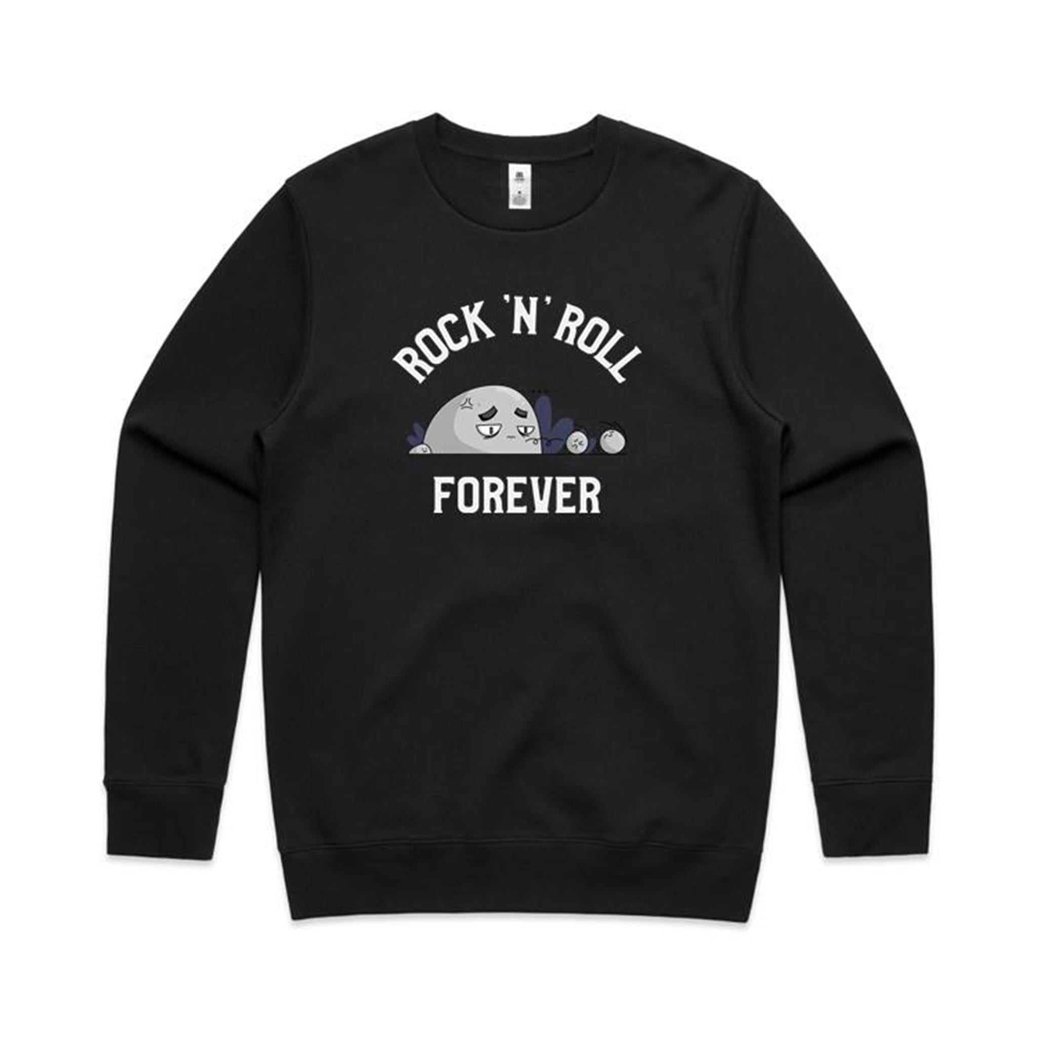 Rock And Roll Forever - AS Colour Stencil Crew Black Sweatshirt Music Printed In Australia