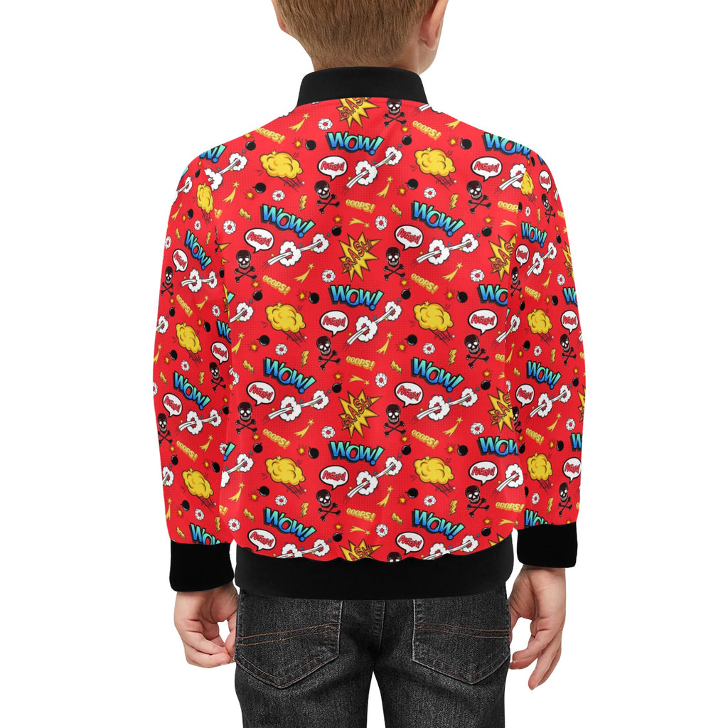 Comic Book Red Kids Bomber Jacket Kids Bomber Jacket comic Printed Offshore