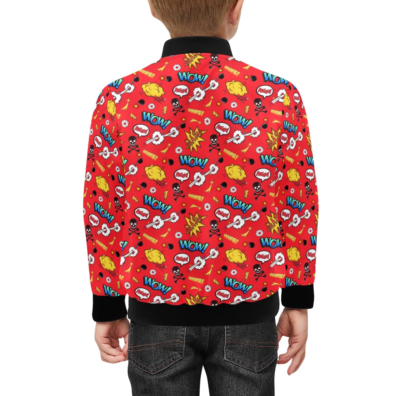 Comic Book Red Kids Bomber Jacket Kids Bomber Jacket comic Printed Offshore