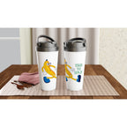 Banana, Time To Split - White 15oz Stainless Steel Travel Mug Travel Mug food Globally Fulfilled