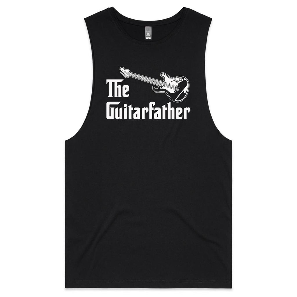 The Guitarfather Mens Men's AS Colour Drop Arm Tank Top Black Drop Arm Tank Top Dad Music Printed In Australia
