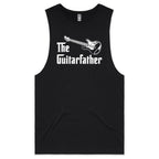 The Guitarfather Mens Men's AS Colour Drop Arm Tank Top Black Drop Arm Tank Top Dad Music Printed In Australia