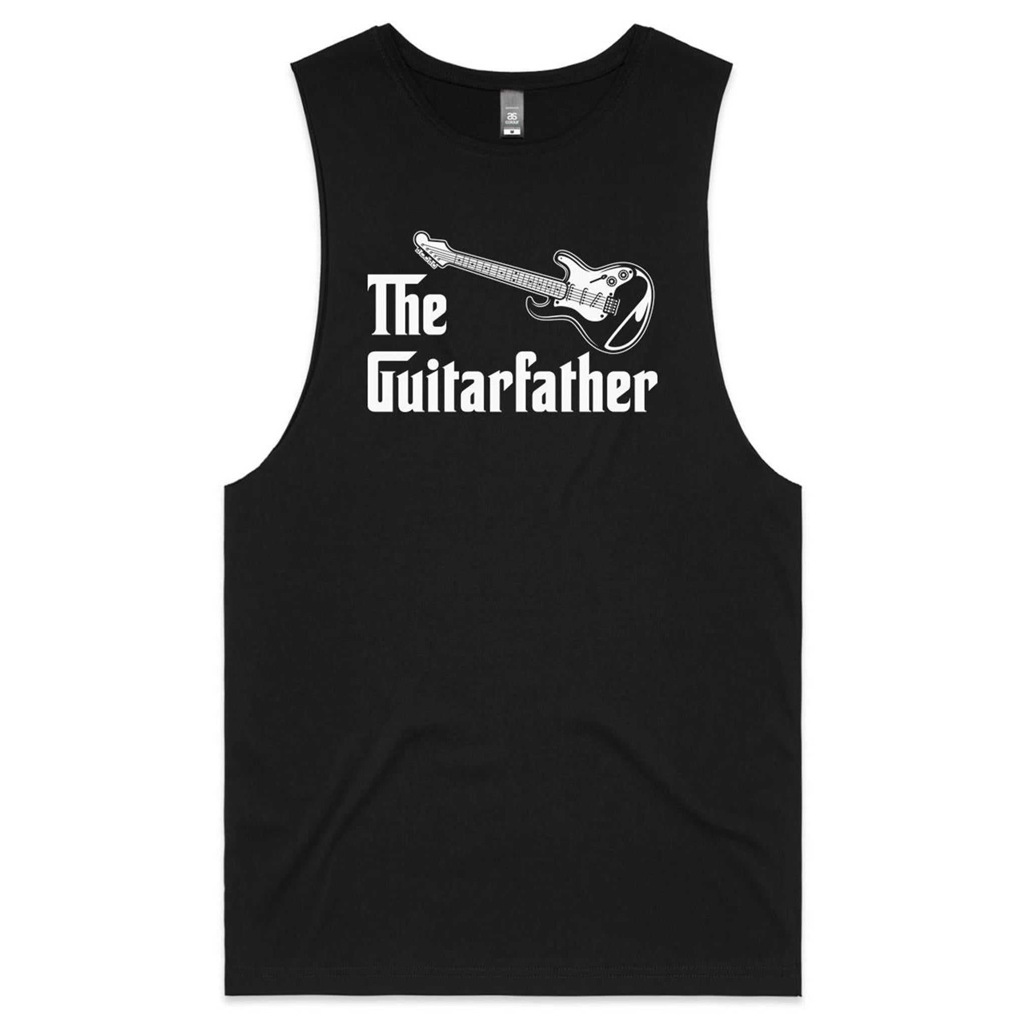 The Guitarfather - Mens Tank Top Tee Black Drop Arm Tank Top Dad Music Printed In Australia
