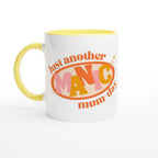 Just Another Manic Mum-day - White 11oz Ceramic Mug with Colour Inside ceramic yellow Colour 11oz Mug funny Globally Fulfilled mum retro