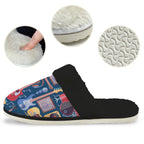 Music Instruments Women's Fur Trim Thick-Sole Indoor Slippers Women's Fur Trimmed Slippers Music Printed Offshore