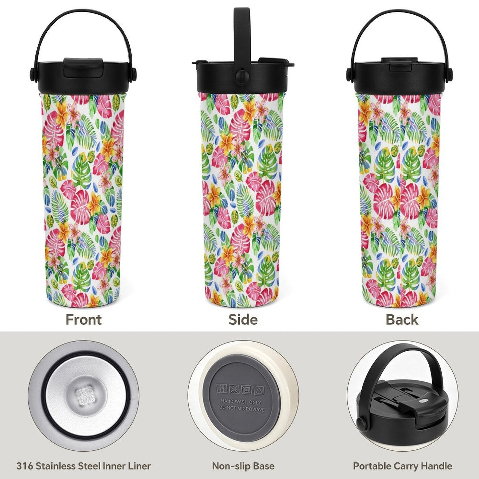 Bright Painted Tropical 20oz Tea Tumbler with Carry Handle
