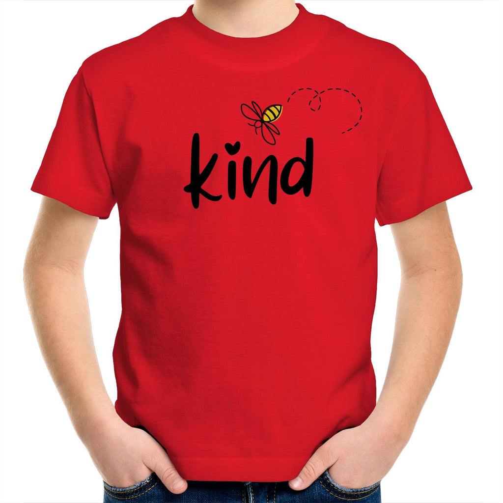 Bee Kind - Kids Youth T-Shirt Red Kids Youth T-shirt animal Kindness Printed In Australia