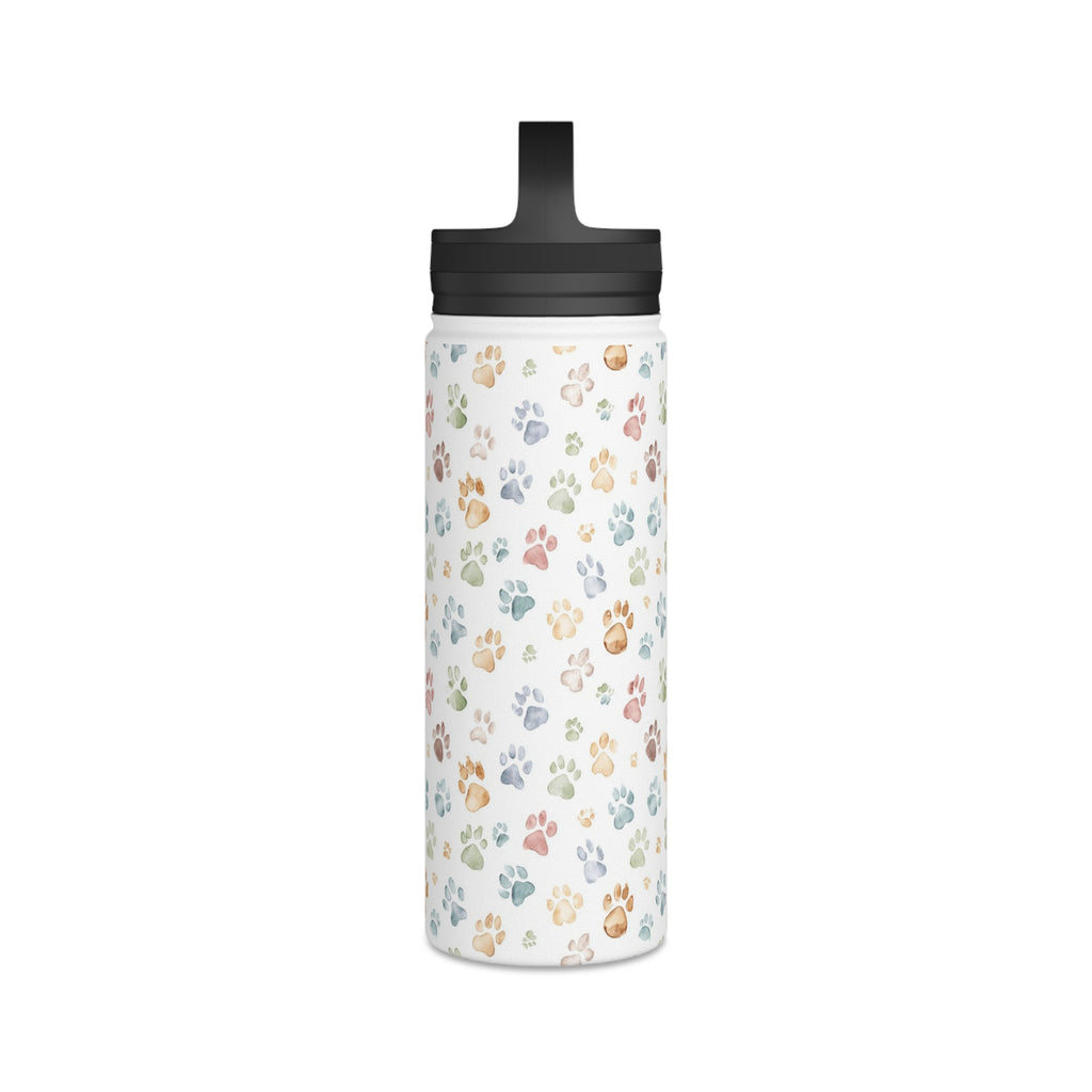 Paw Print Stainless Steel Water Bottle, Handle Lid Stainless Steel Water Bottle With Handle Lid animal Globally Fulfilled