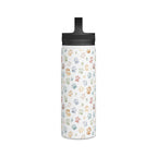 Paw Print Stainless Steel Water Bottle, Handle Lid Stainless Steel Water Bottle With Handle Lid animal Globally Fulfilled