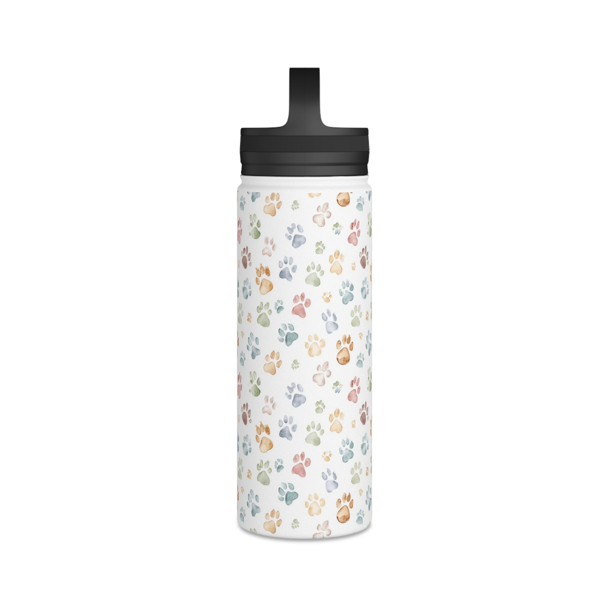 Paw Print - Stainless Steel Water Bottle, Handle Lid Stainless Steel Water Bottle With Handle Lid animal Globally Fulfilled