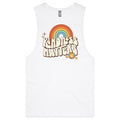 Kindness Matters - Mens Tank Top Tee White Drop Arm Tank Top Kindness Printed In Australia