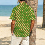 Rubber Ducks On Green Men's Crinkle Hawaiian Shirt