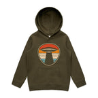 UFO, Retro Stripes - Kids Hoodie Army Kids Hoodie Printed In Australia