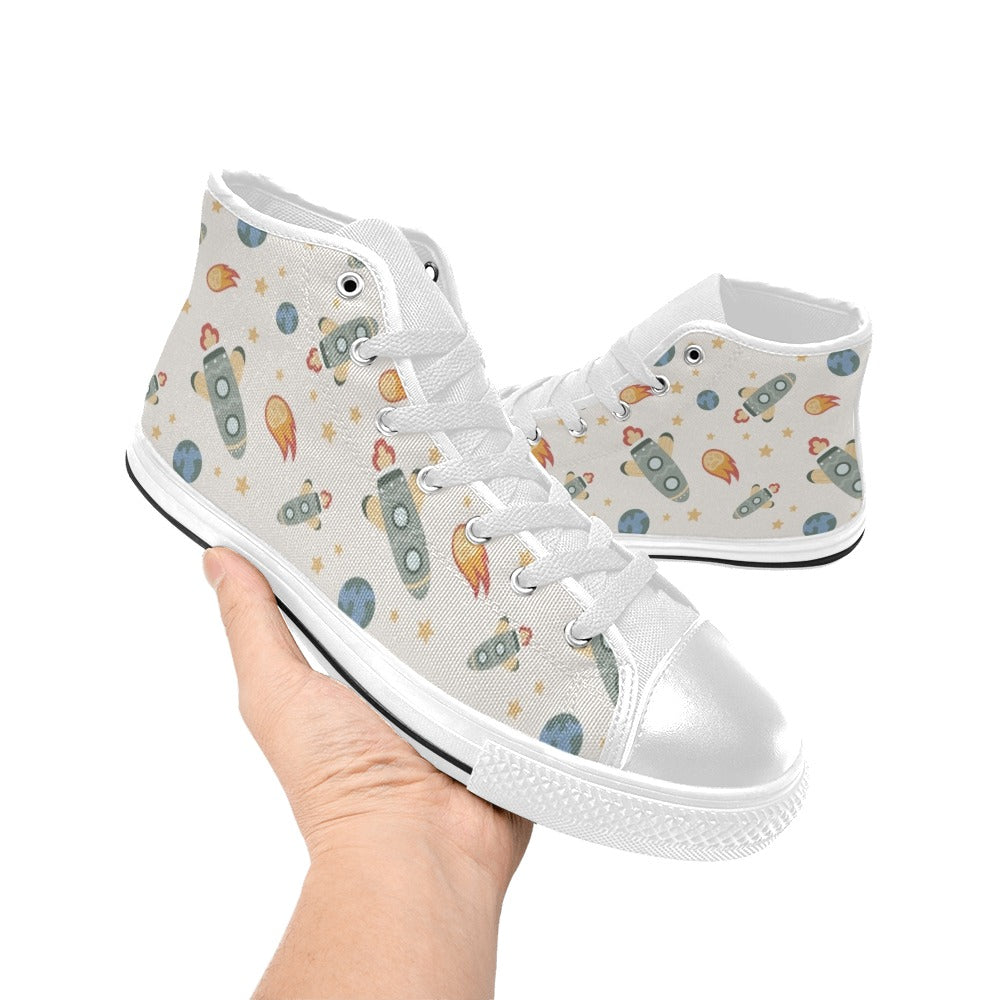 Rockets Men's High Top Canvas Shoes Men's Classic High Top Canvas Shoes Printed Offshore Space