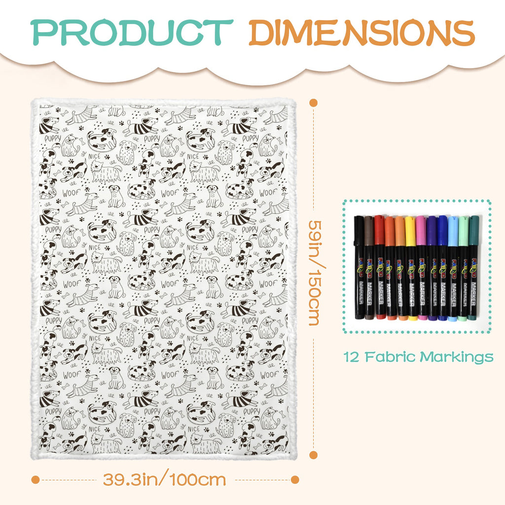 Puppy Time Colour Your Own Blanket 100×150cm