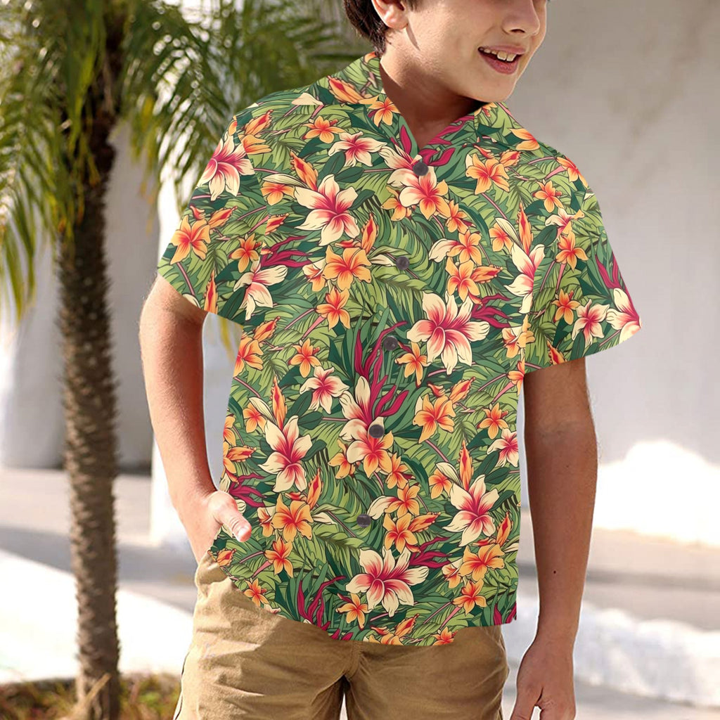 Vintage Hawaiian Floral Junior Kids Hawaiian Shirt
