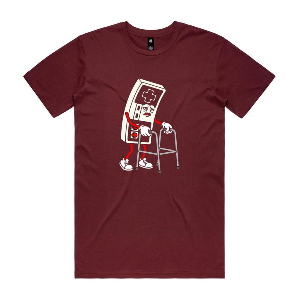 Retro Gamer Men's AS Colour T-shirt Burgundy Mens T-shirt Games Printed In Australia