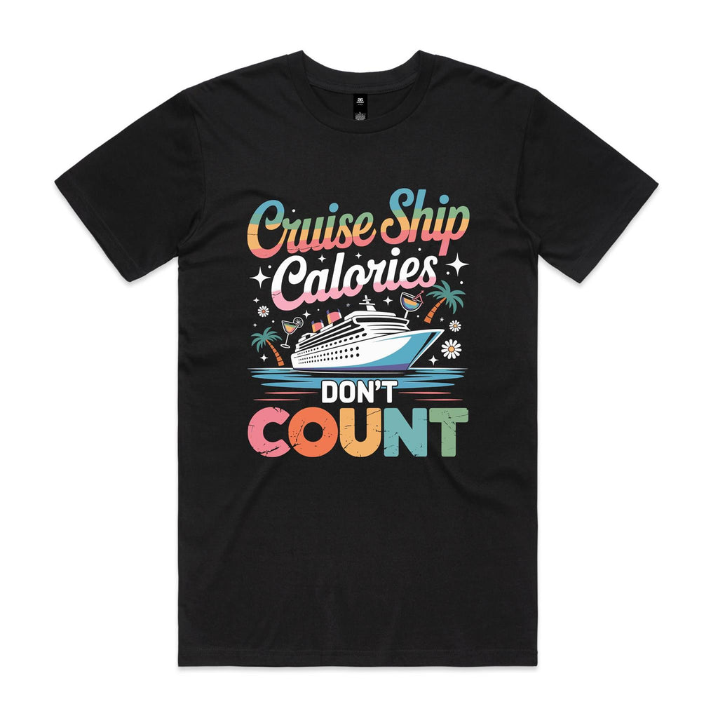 Cruise Ship Calories Don't Count Mens Cruise T-shirt Black Mens Cruise T-shirt Cruise Printed In Australia