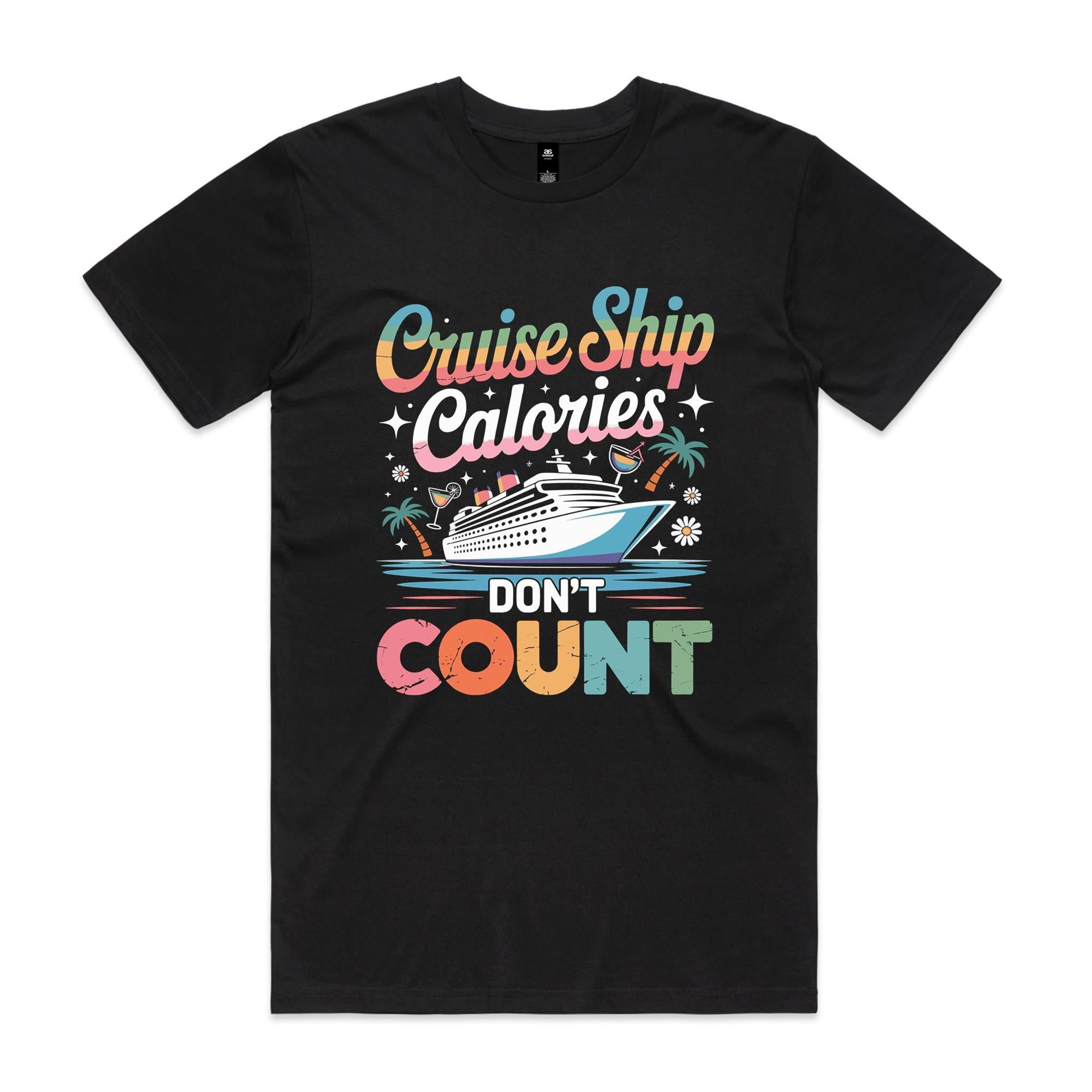 Cruise Ship Calories Don't Count Mens Cruise T-shirt Black Mens Cruise T-shirt Cruise Printed In Australia