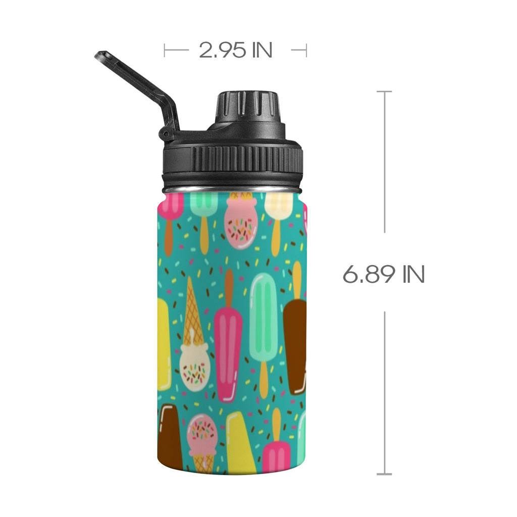 Ice Cream - Kids Water Bottle with Chug Lid (12 oz) One Size Kids Water Bottle with Chug Lid Food Printed Offshore