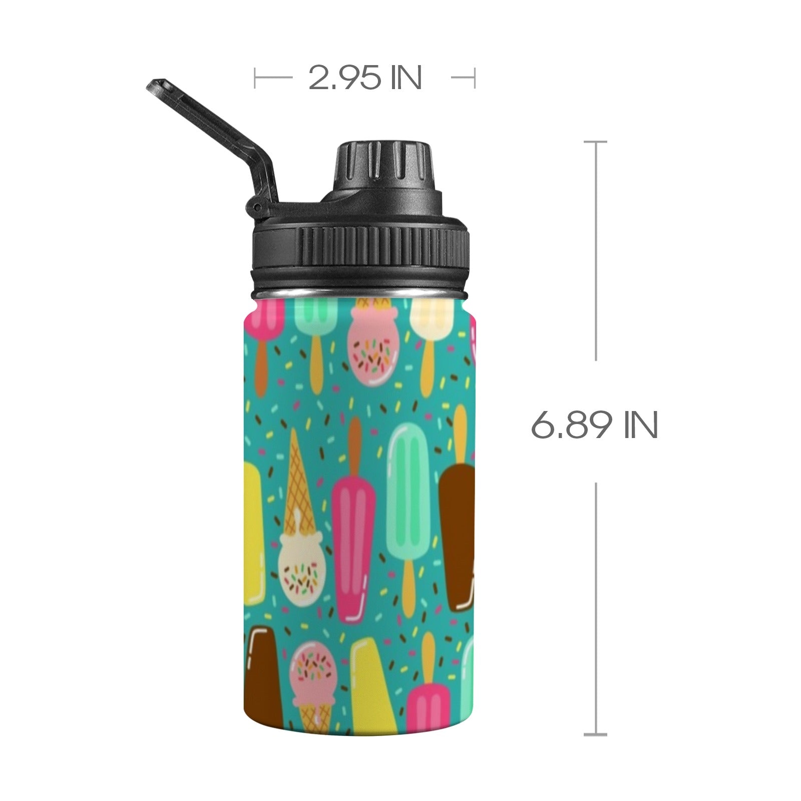 Ice Cream - Kids Water Bottle with Chug Lid (12 oz) One Size Kids Water Bottle with Chug Lid Food Printed Offshore