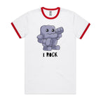 I Rock - Staple Ringer Tee White Red Ringer T-Shirt Music Printed In Australia