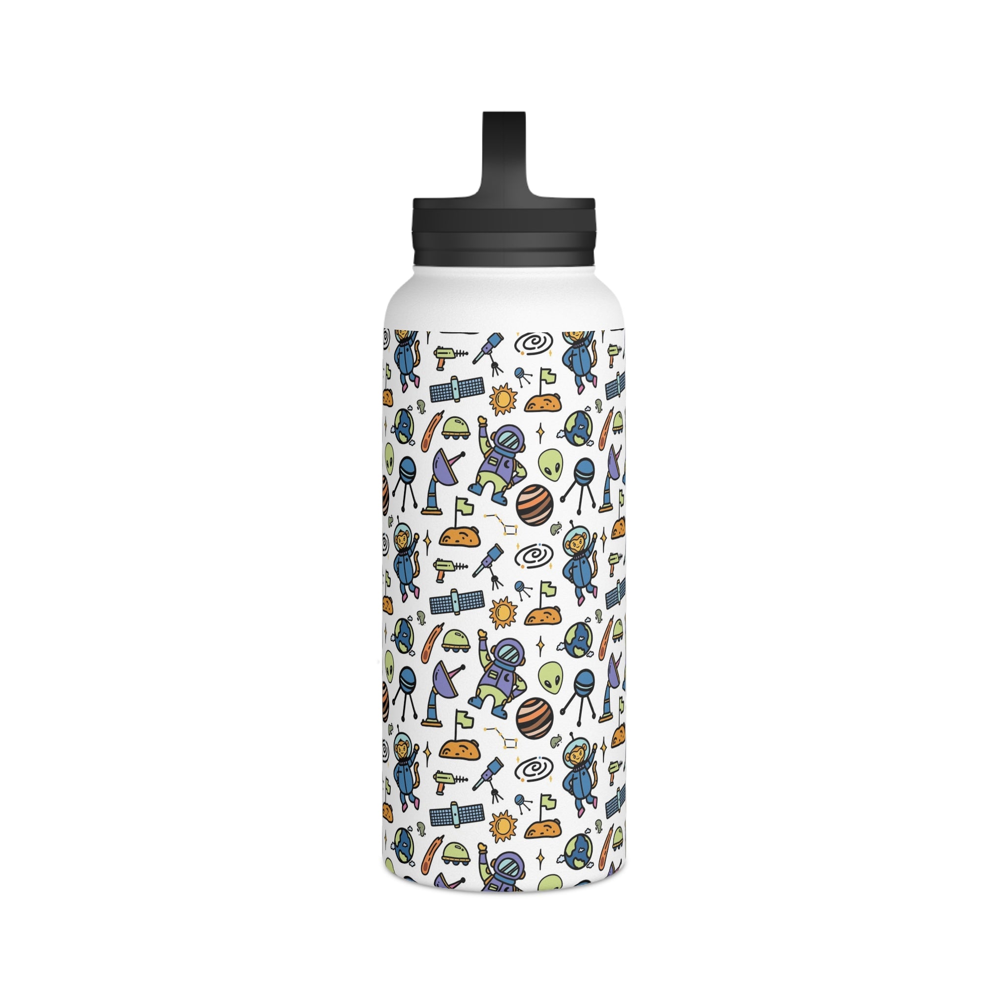 All About Space - Stainless Steel Water Bottle, Handle Lid Stainless Steel Water Bottle With Handle Lid Globally Fulfilled Space