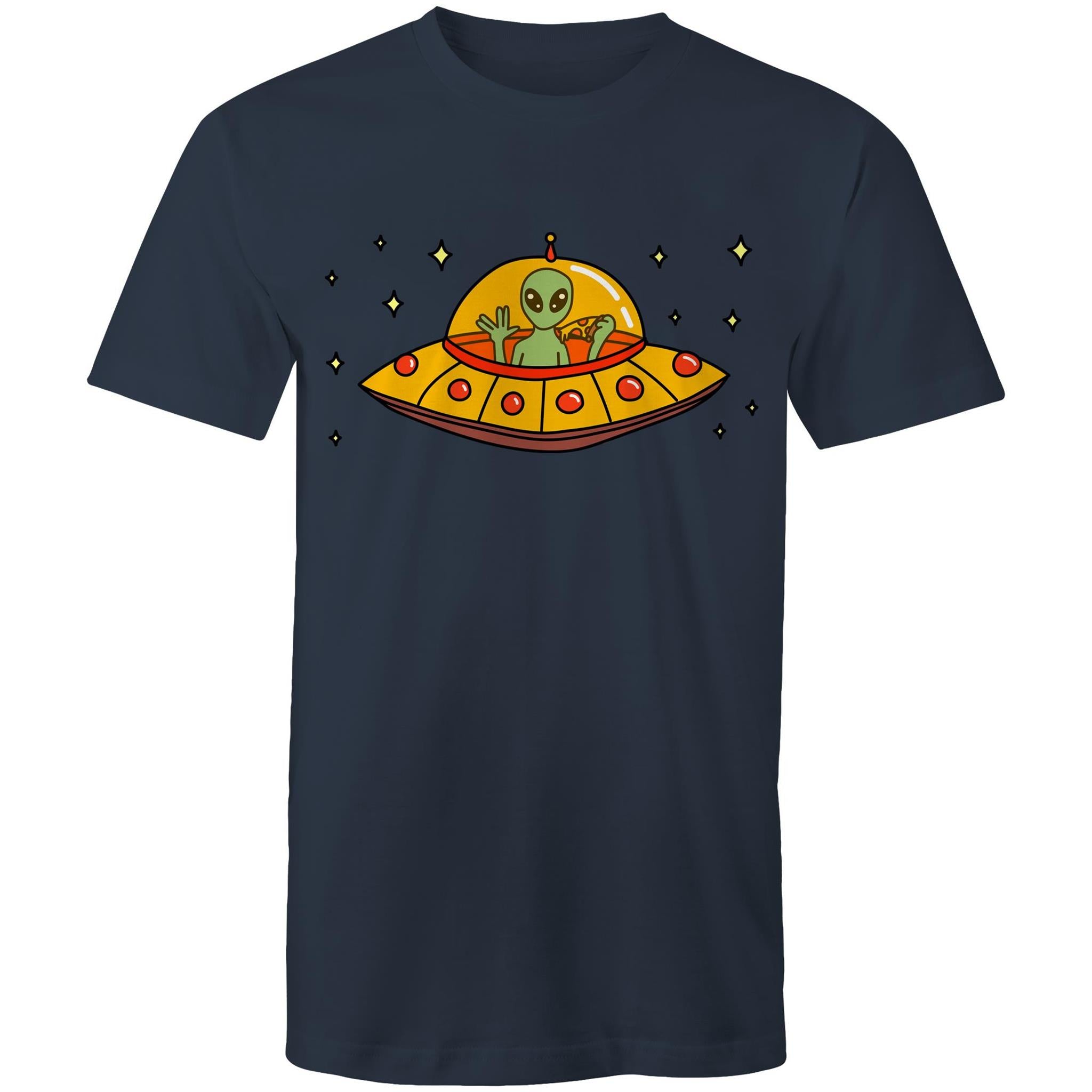 Alien Pizza - Mens T-Shirt Navy Mens T-shirt Food Printed In Australia Sci Fi