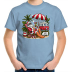Santa By The Beach- Kids Youth T-shirt Carolina Blue Kids Christmas T-shirt Christmas Printed In Australia
