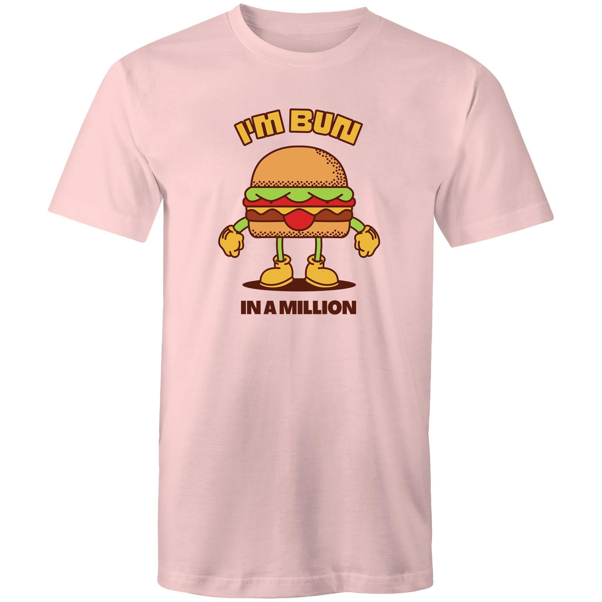 I'm Bun In A Million, Hamburger - Mens T-Shirt Pink Mens T-shirt Food Printed In Australia