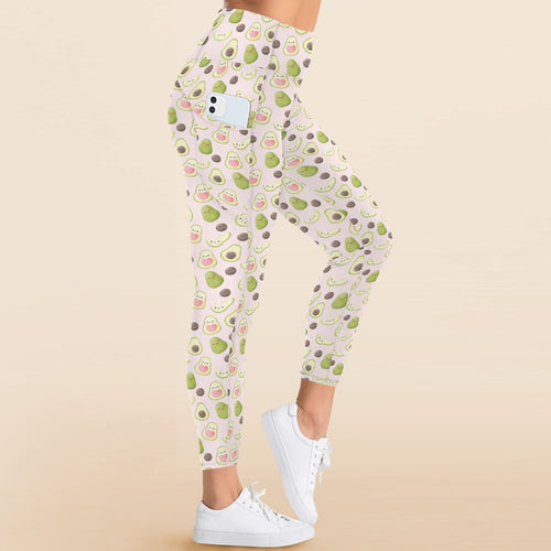 Avocado Love Women's High Waist Pockets Yoga Leggings Women's High Waist Pockets Yoga Leggings Food Printed Offshore