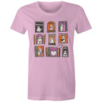 Ghosts In Windows - Womens T-shirt Pink Womens T-shirt Halloween Printed In Australia