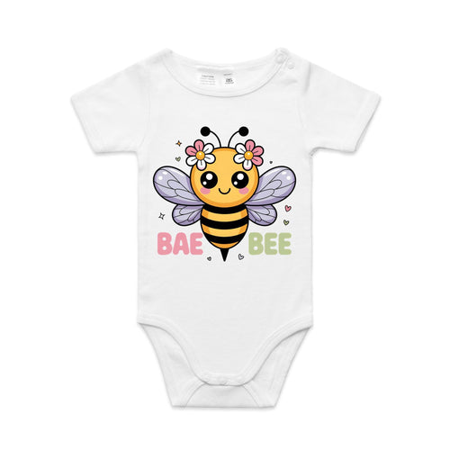 Bae Bee AS Colour Baby Bodysuit White Baby Bodysuit animal Printed In Australia