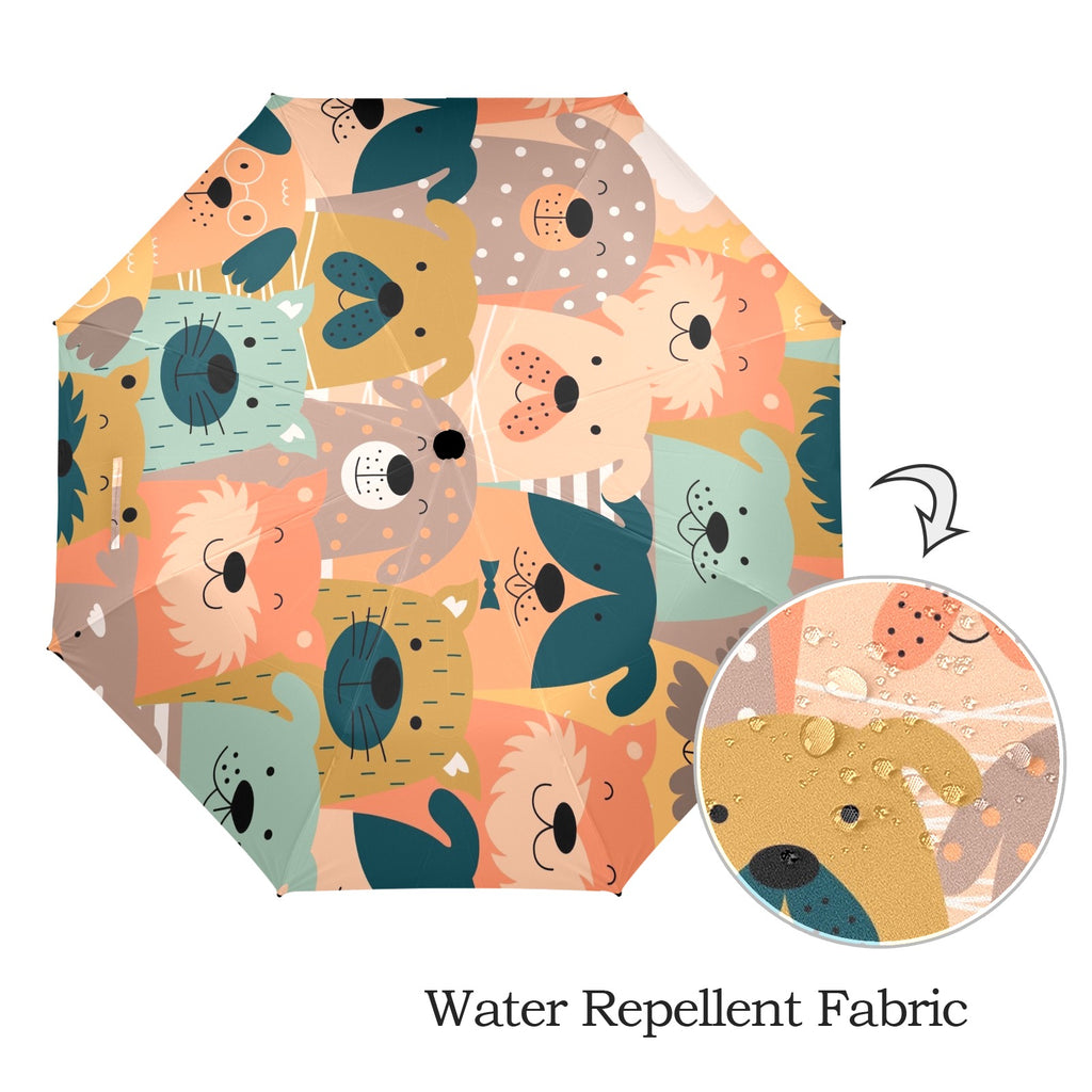 Lots Of Dogs - Semi-Automatic Foldable Umbrella (Model U12) Semi-Automatic Foldable Umbrella (U12)