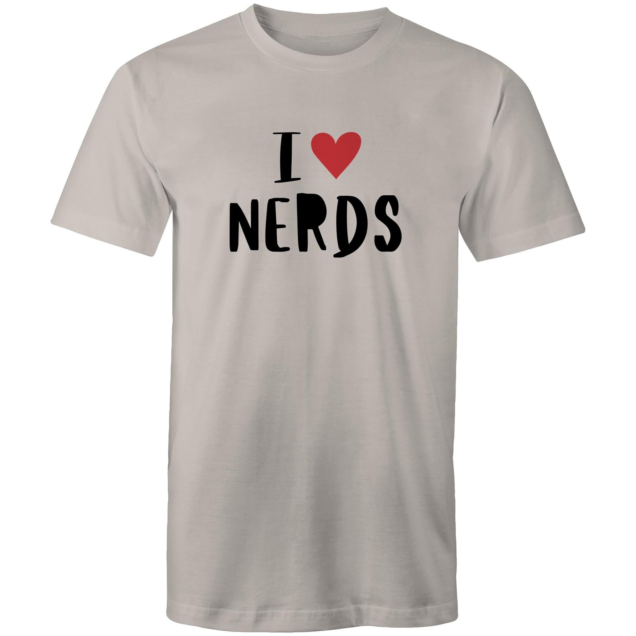 I Love Nerds, Heart - Mens T-Shirt Light Grey Mens T-shirt Love Printed In Australia