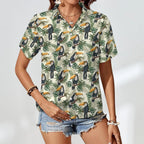 Toucan Jungle Women's Collared Pocketless Short Sleeve Shirt