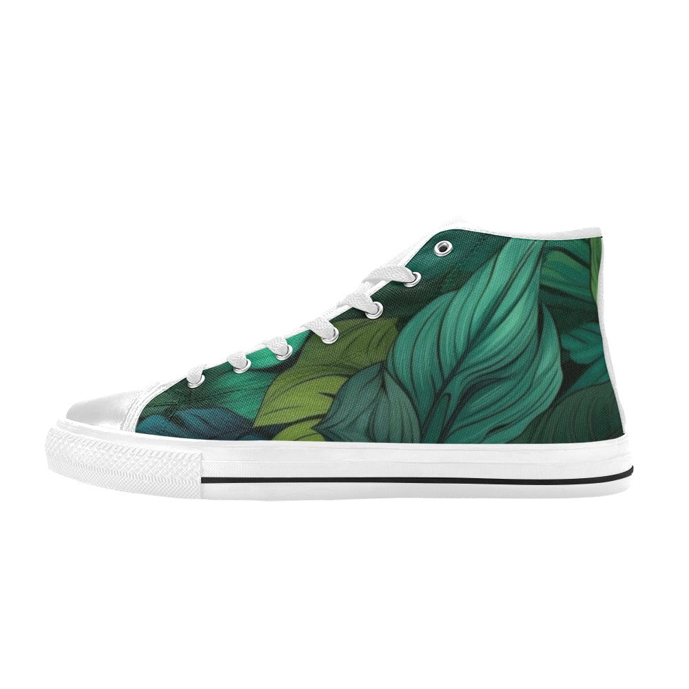 Tropical Leaves - Women's High Top Canvas Shoes