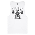 Deadlift, Skeleton Lifting Weights Men's AS Colour Drop Arm Tank Top White Drop Arm Tank Top Fitness Printed In Australia