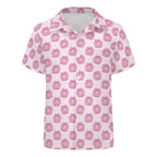 Pink Cat Doughnuts Kids Youth Short Sleeve Button Up Shirt