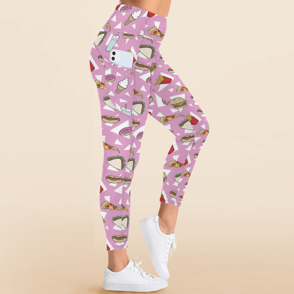 Fast Food - Women's High Waist Pockets Yoga Leggings