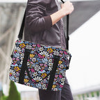 Graphic Flowers On Black Duffle Bag-Simple (Model 1715) Duffle Bag-Simple (1715)