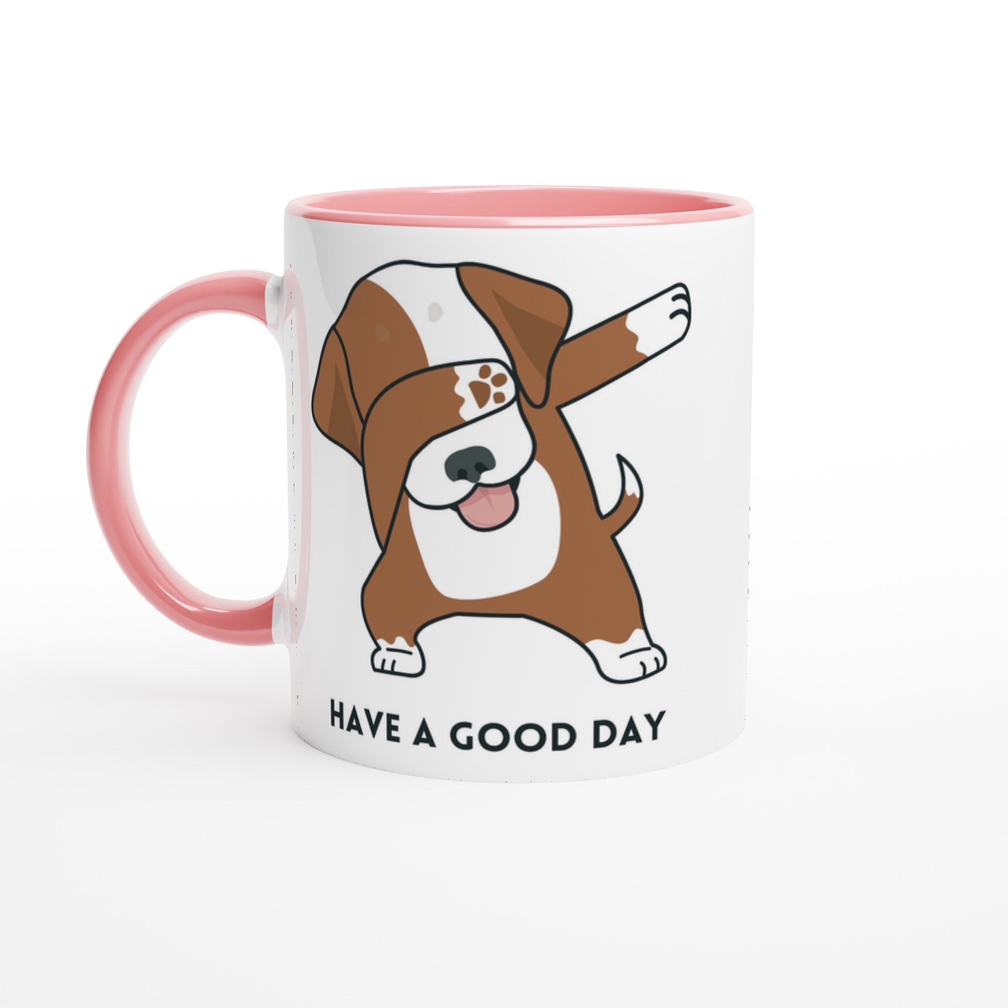 Dab Step Dog - White 11oz Ceramic Mug with Colour Inside Ceramic Pink Colour 11oz Mug animal Globally Fulfilled