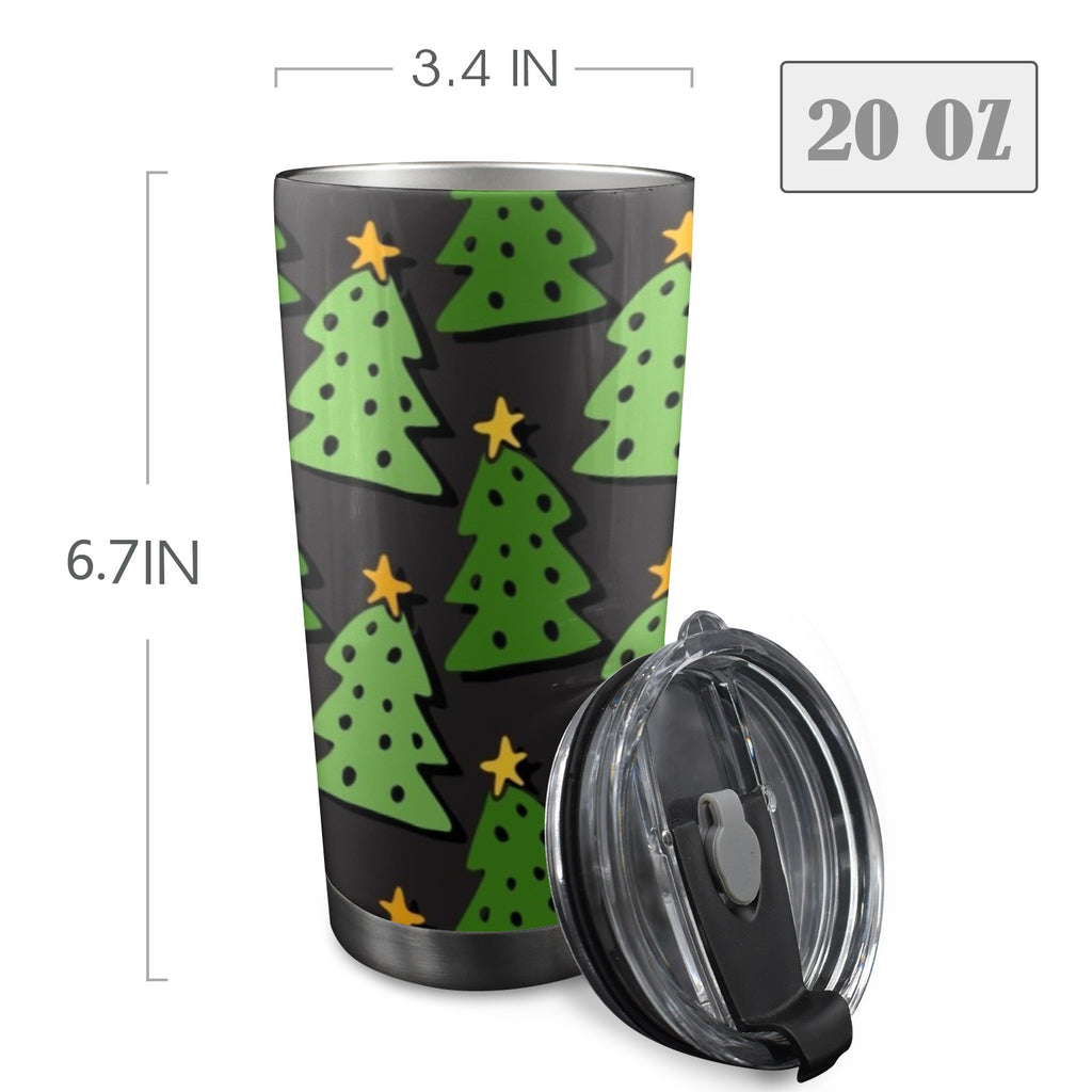Christmas Trees - 20oz Mobile Tumbler with Lid (Black Lock) 20oz Travel Mug Christmas Printed Offshore