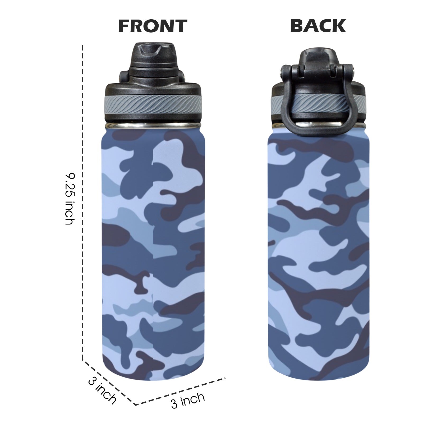 Blue Camouflage - Insulated Water Bottle with Dual-Use Lid (18oz) Insulated Water Bottle with Dual-Use Lid (18oz) Printed Offshore