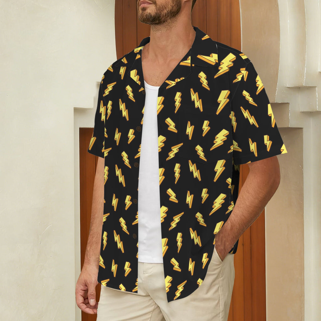 Lightning Bolts Men's Short Sleeve Hawaiian Shirt Men's Hawaiian Shirt (New) comic Printed Offshore