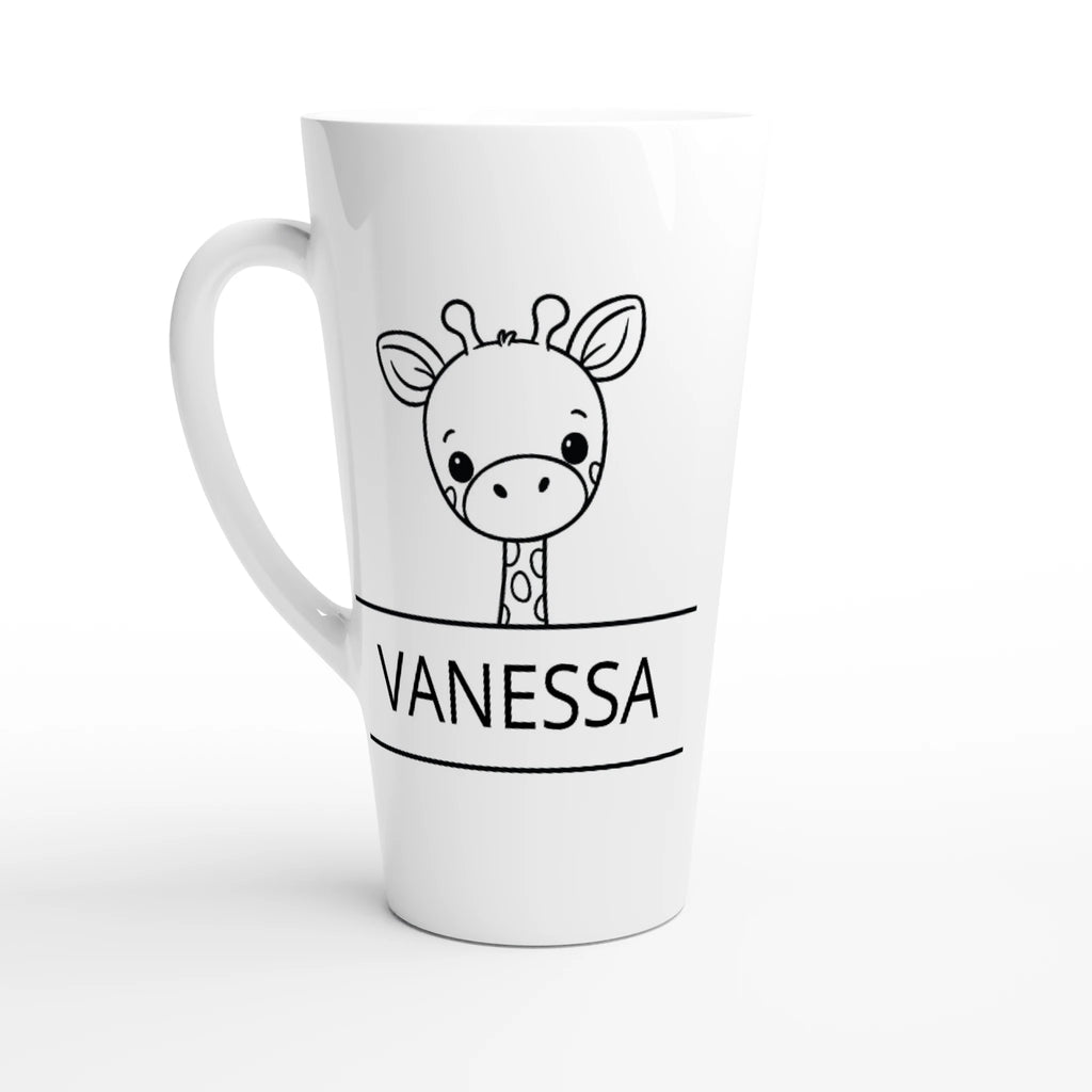 Personalise Giraffe Name White Latte 17oz Ceramic Mug Default Title Personalised Latte Mug animal customise Globally Fulfilled Name